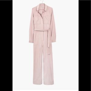 MADEWELL BELTED CORDUROY JUMPSUIT PINK